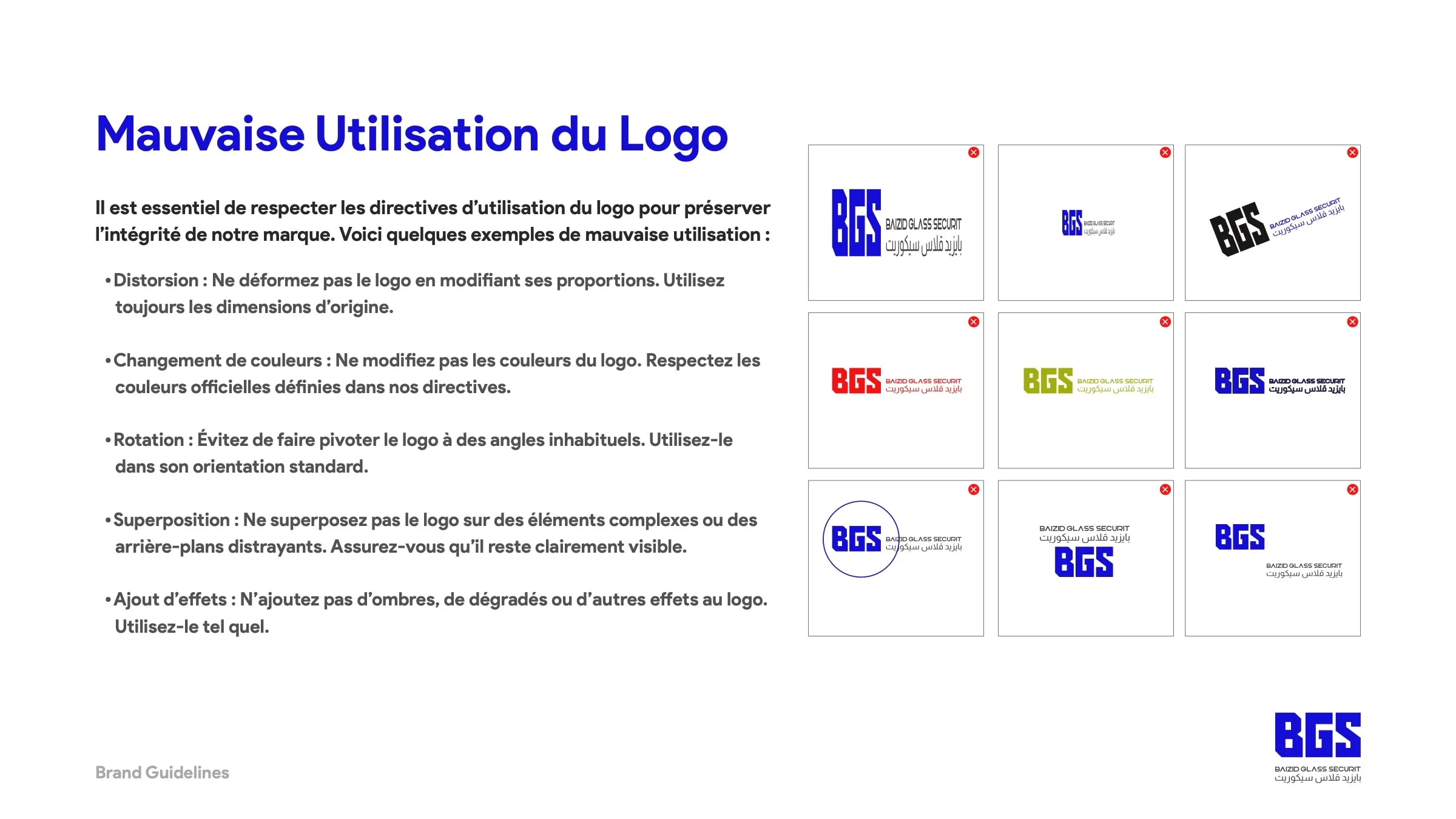 Brand guidelines of BGS, Baizid Glass Sécurit, glass manufacturing, page 10 of 20