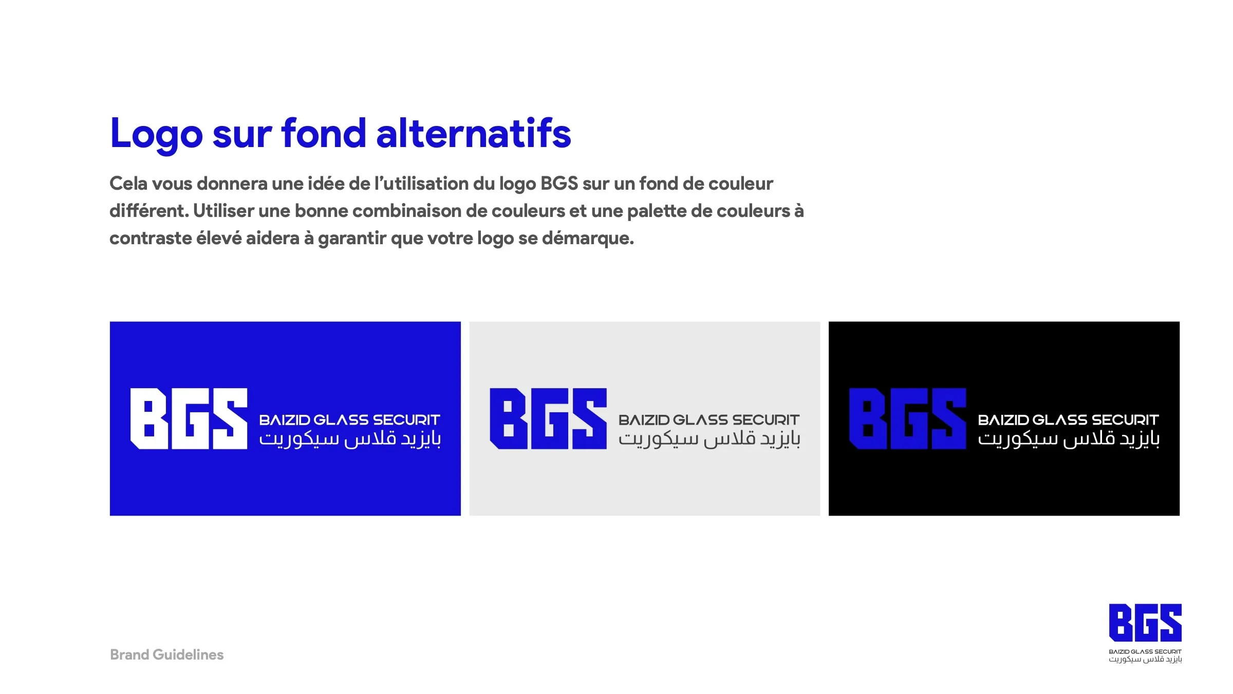 Brand guidelines of BGS, Baizid Glass Sécurit, glass manufacturing, page 13 of 20