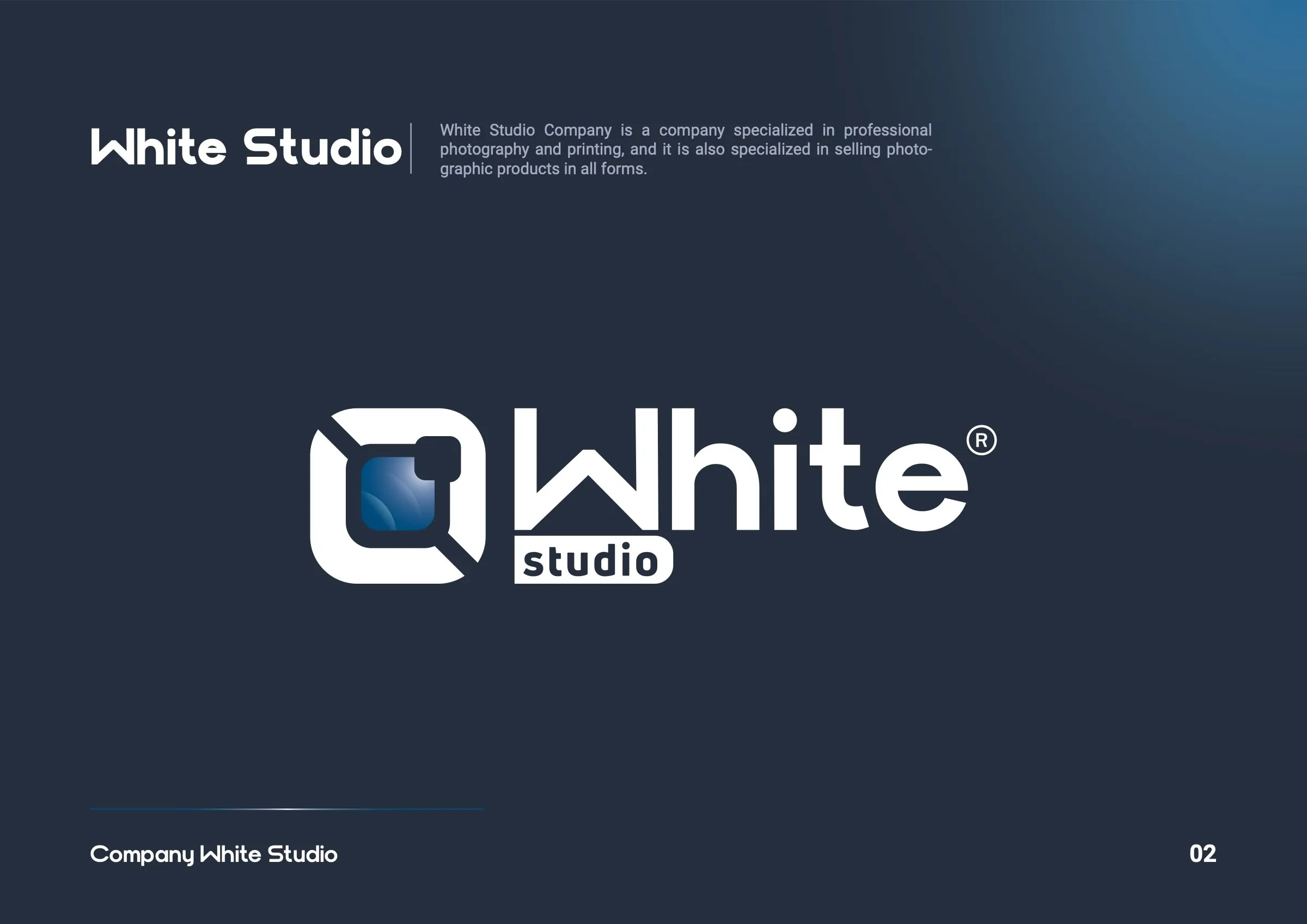Brand guidelines of White Studio, photography and printing, page 2 of 9