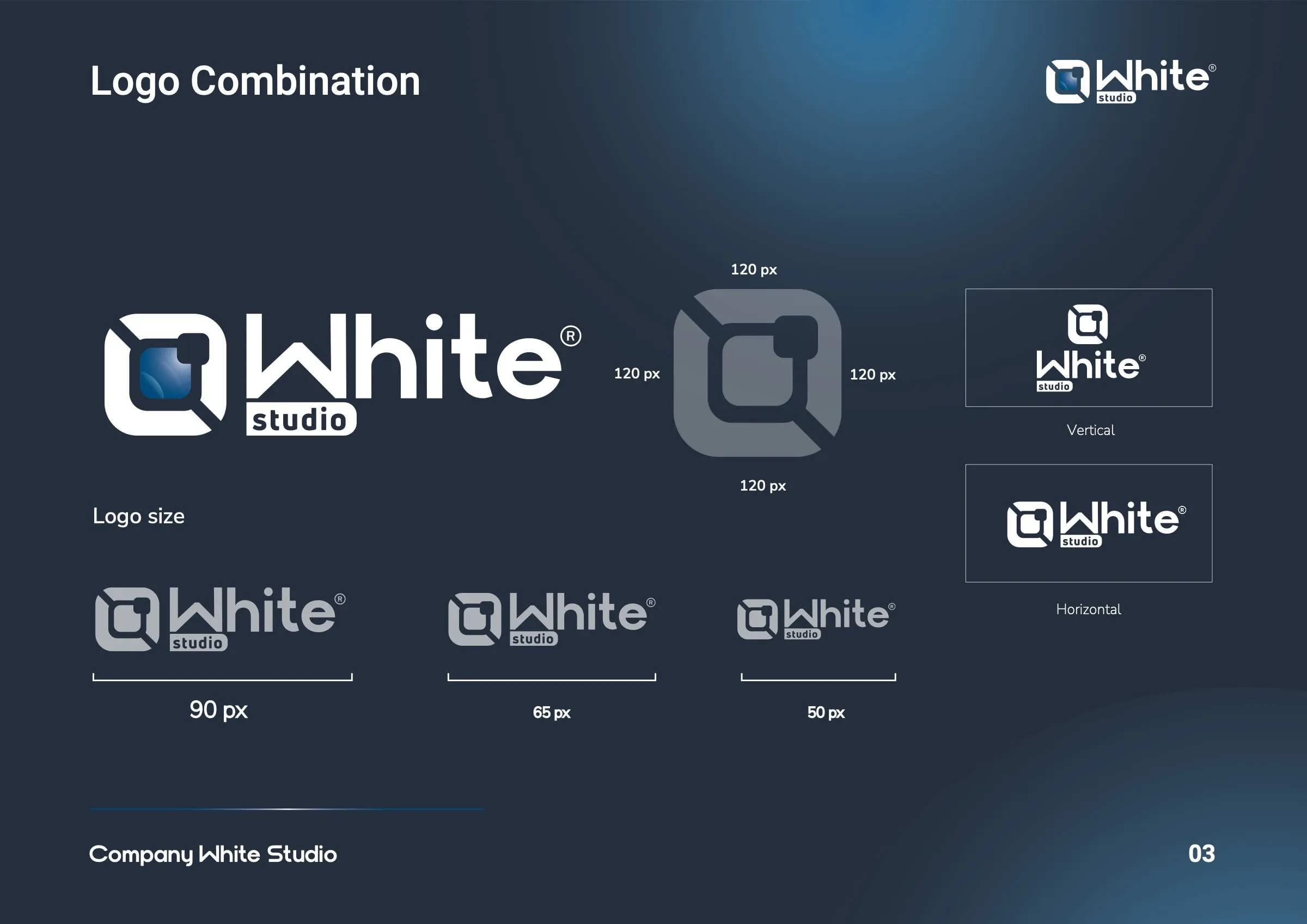 Brand guidelines of White Studio, photography and printing, page 3 of 9
